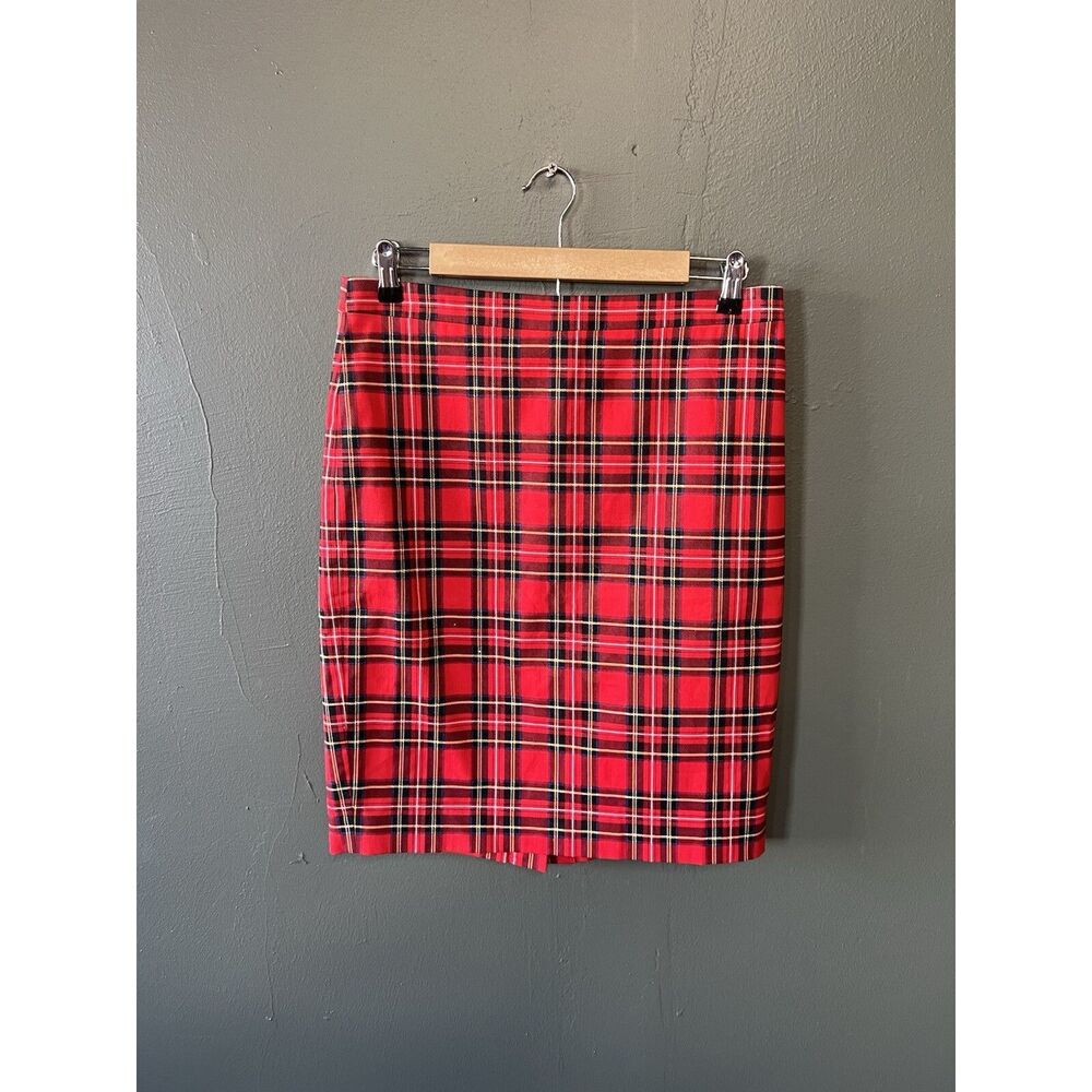 J. Crew Womens Red Plaid A-line Skirt Size 6